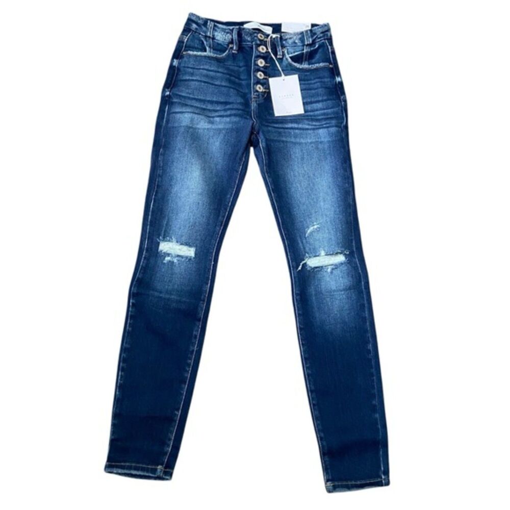 Kancan High Rise Super Skinny NWT 5 Button Dark Wash Size 5/26